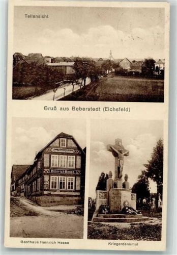 Dingelstädt Beberstedt Feldweg Gasthaus Hesse Kriegerdenkmal