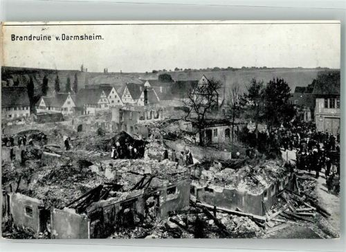 71063 W7032 Darmsheim 1907 Foto AK Brandkathastorphe 1907 Zerstörte Wohgngebäude