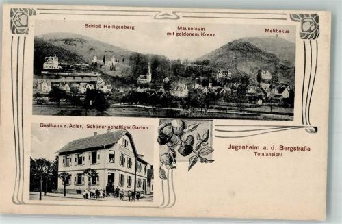 Seeheim-Jugenheim Schloß Heiligenberg Mausoleum Melibokus Gasthaus zum Adler Bahnpost Frankfurt
