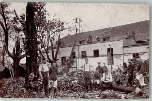 Chemnitz 1916 Sturm-Katastrophe 27. 05. 1916 Tiergarten Scheibe Aufräumungsarbeiten durch Militär