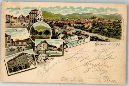 Schwäbisch Gmünd 1899 Unterer Marktplatz Lehrerseminar Oberer Marktplatz Bahnhof