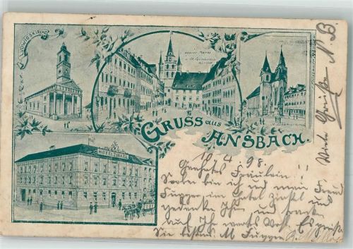 Ansbach 1898 Hotel Zirkel Ludwigskirche Oberer Markt