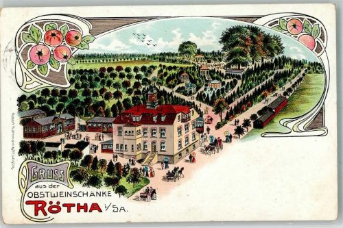 Rötha 1907 Obstweinschänke Äpfel Gasthausstempel