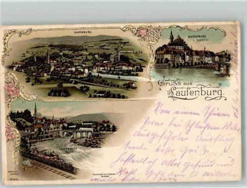 79725 W7887 Laufenburg , Baden 1898 Lithographie Rheinbrücke Die Laufenburg Badhotel