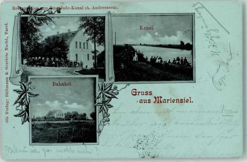 Mariensiel 1899 Bahnpost Bremen 6.4.99 Bahnhof Gasthaus am Ems Jade Kanal