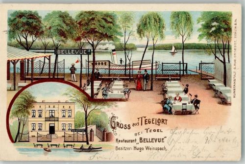 Tegelort 1909 Hotel Bellevue Gartenwirtschaft