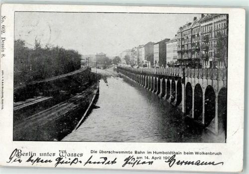 Wedding 1902 Wolkenbruch Überschwemmung Der Bahn im Humboldhain 1902 Serie Berlin unter Wasser