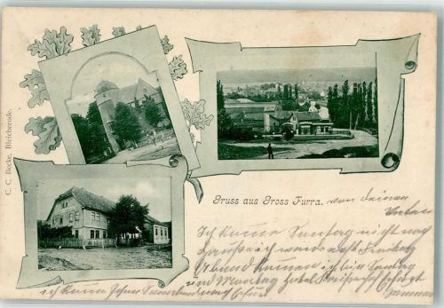 99706 O5401 Großfurra 1904 - Wohnhäuser Bahnpost Nordhagen-Erfurt Zg. 503
