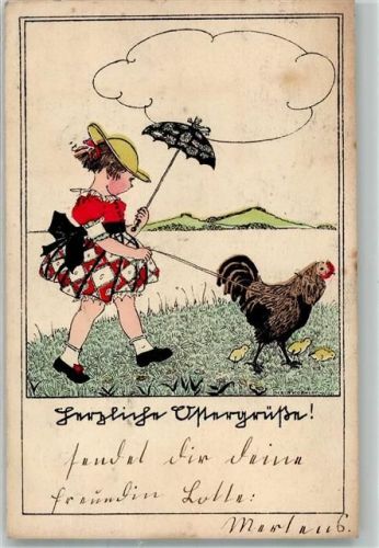 Ostern Kind Huhn an der Leine Schulverein Nr. 1130