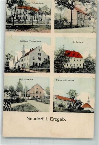 Neudorf 1918 Volksschulen Kgl. Postamt Gemeindeamt Kgl. Försterei