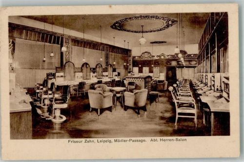 Leipzig 1924 Friseur Zahn Mädler-Passage Abt. Herren-Salon