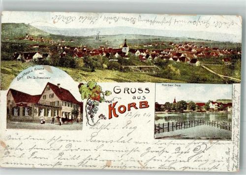 Korb 1904 Gasthaus zur Krone Korber See