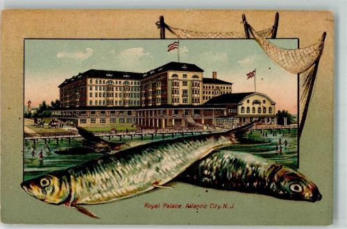 New Jersey Royal Palace Atlantic City Fische Lithographie