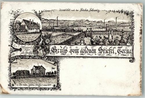 Prohlis-Nord Torna Gasthaus Der goldene Stiefel Wappen Sächsische Schweiz Gasthausstempel