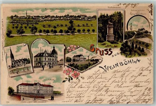 Weinböhla 1900 Etablissement Schweizerhöhe Wolfsdenkmal König Albert Turm Bahnhof