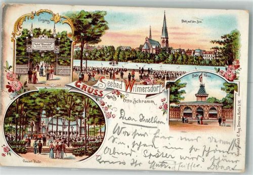 Wilmersdorf 1899 Eingang-Gasthaus Seebad Wilmersdorf Bade Haus Konzert-Halle