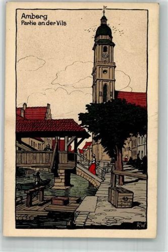 Amberg An der Vils Kirche St. Martin sign. RW