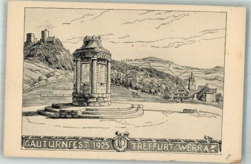 Treffurt Gauturnfest 1925 Burg Normannstein Gefallenendenkmal des WK I signiert