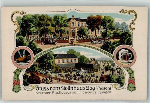 Freiberg 1911 Gasthaus Etablissement Stollnhaus Zug Gartenwirtschaft