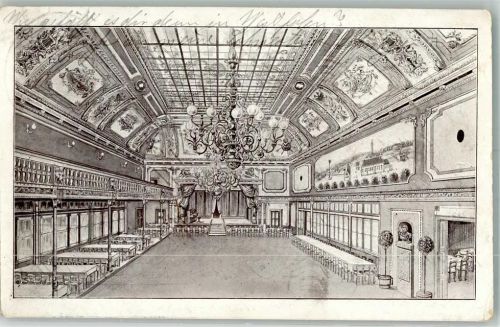 Kirchberg 1910 Gasthaus Schützenhaus Festsaal Zeichnung Bahnpost Wilkau-