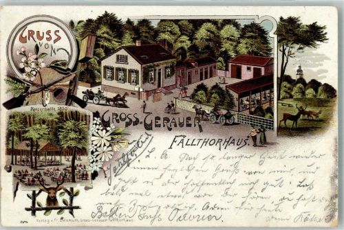 Groß-Gerau 1897 Gasthaus Fallthorhaus Garten Gewehre Wildlichtung Kaiserhalle