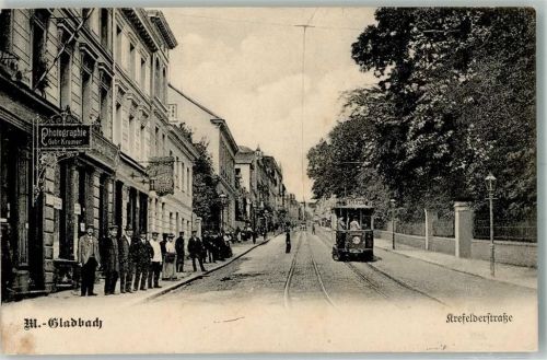 Mönchengladbach 1906 Krefelderstraße Straßenbahn Photographie-Handlung Gebr. Kremer