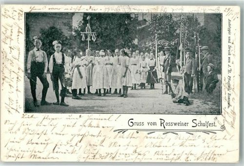 04741 O7304 Roßwein 1899 Foto AK Roßweiner Schulfest Schüler