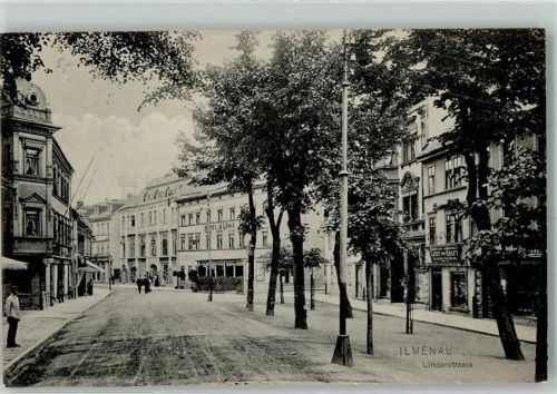 Ilmenau 1913 Lindenstraße Hotel Löwe Bahnpstempel