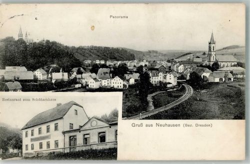 Neuhausen 1914 Gasthaus zum Schützenhaus Bahnpost Zug 999