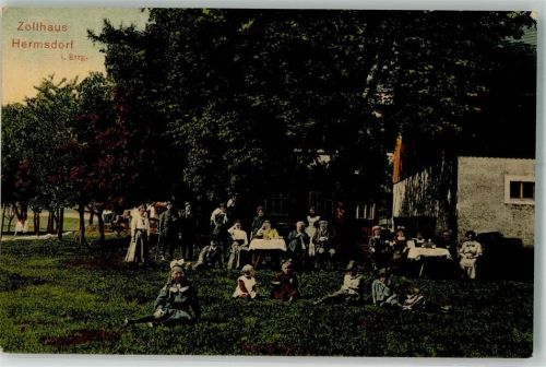 Hermsdorf Gasthaus Zollhaus Hermsdorf Gartenwirtschaft Gruppenaufnahme