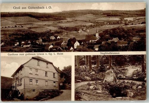 Güttersbach Gasthaus zum goldenen Löwen Siegfriedbrunnen