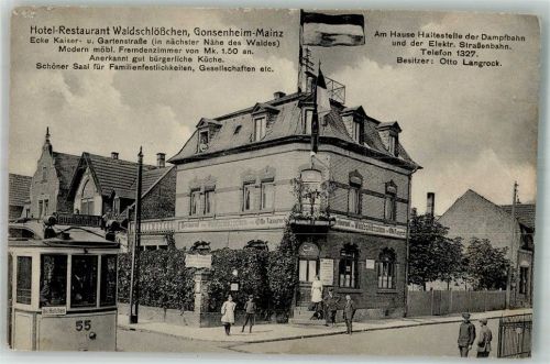 Gonsenheim Hotel -Gasthaus Waldschlößchen Fahne Strassenbahn