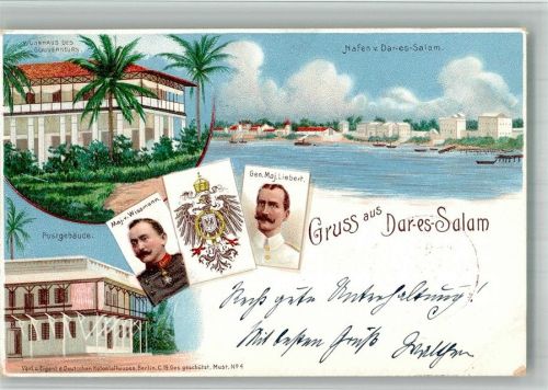 Daressalam Post , Wohnhaus des Gouverneurs Verlag Dt. Kolonialhaus Berlin Nr. 4 Lithographie