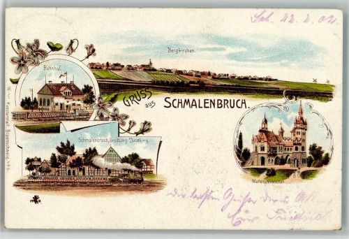 Schmalenbruch 1902 Lithographie Bergkirchen Bahnhof Schmalenbruch Besitzung Daseking Matteschlösschen Bahnpost Köln - Hannover Zug 220
