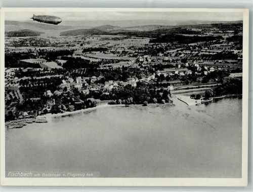 Fischbach Fliegeraufnahme Zeppelin-Luftschiff über dem Bodensee