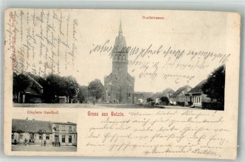 Betzin 1906 Dorfstrasse Gasthaus Ziegler Dorfkirche