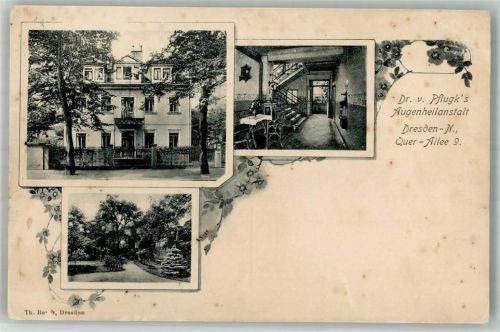 Dresden 1911 Dr. von Pflugk's Augenheilanstalt Diele Garten Quer-Allee 9
