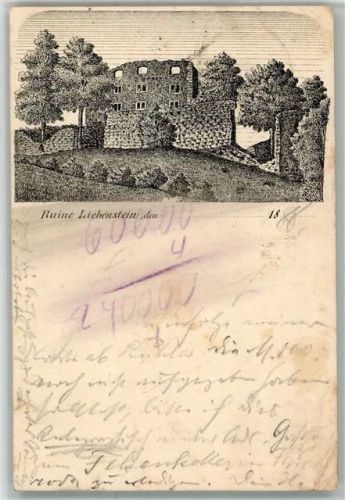 Bad Liebenstein 1888 Gebrauchsspuren Scan genau beachten! Ruine Liebenstein