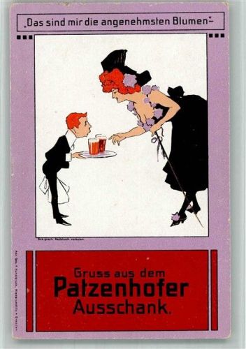 Niedersedlitz 1906 - 1910 Patzenhofer Ausschank E. Edel ? Jugendstil Kunstdruck,