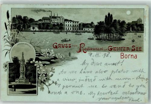 Borna 1898 Gasthaus Zum Genfer See Kriegerdenkmal