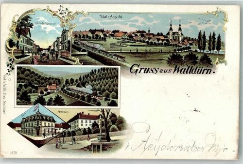 Walldürn 1900 Bahnhofstraße Amthaus Post