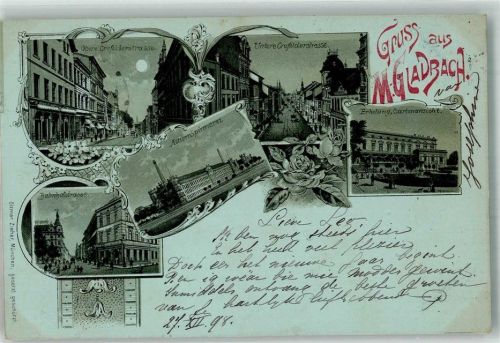 Mönchengladbach 1898 Obere Krefelderstrasse Bahhofstrasse Untere Krefelderstrasse Spinnerei Gasthaus Erholung Mondschein