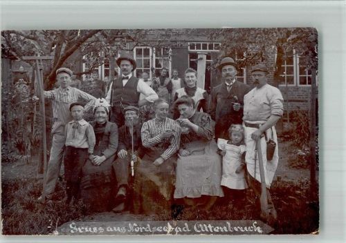 Altenbruch 1908 Gruppenaufnahme Bewohner von Altenbruch Tabakspfeifen Privatfoto AK