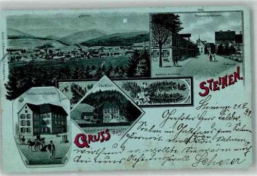 Steinen 1899 Gasthaus zum Hirschen Villa Höchlin Eisenbahnstraße