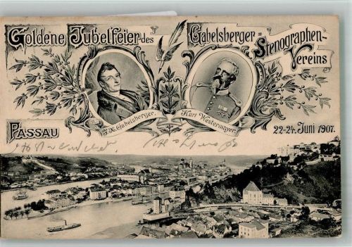 W8390 Passau Jubelfeier des Stenographen-Vereins Ereignis Gabelsberger 1907 BOAKC