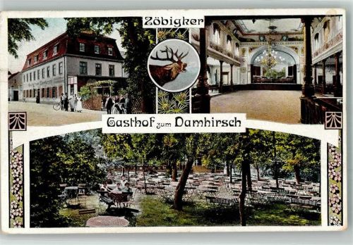 Markkleeberg ST. Zöbigker Gasthaus zum Damhirsch Saal Gartenwirtschaft