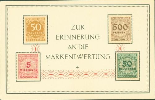 echte Briefmarken aufgeklebt Entwertung der Briefmarken zur Inflationszeit