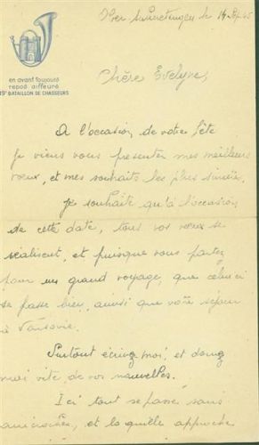 Obersulmetingen Jagdhorn Brief des 19e Bataillon de Chasseurs