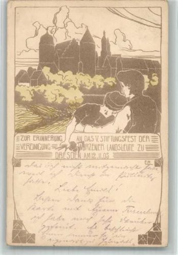 Dresden V. Stiftungsfest der Vereinigung Wurzener Landsleute 12. November 1905 Lithographie