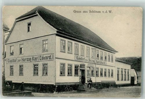 Schönau Gasthaus zum Herzog Karl Eduard Fahrräder Brunnen